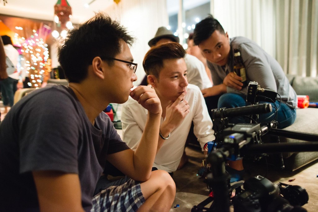 Watching the playback(Left): Kang Wei_DOP (center): Ray Pang_Director
